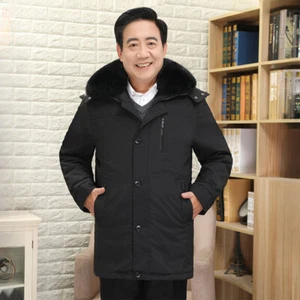 Men Down Jacket Thickened Jacket Cold-proof Removable Inner Black Fox Fur Collar - Picture 1 of 16