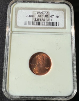 1995 Double Die Obverse DDO Lincoln Cent NGC MS 67 RED ERROR Coin - Image 1 of 4