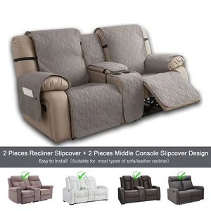 100% waterproof recliner cover double with center console, strap design - Picture 1 of 39