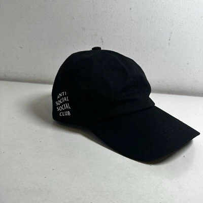Anti Social Social Club Hat Cap Strap Back Black Script Dad Casual Cotton Mens - Image 1 of 4