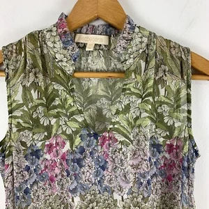 Etcetera Shirt Womens Size 00 Multicolor Floral Silk Sleeveless V Neck Fairycore - Picture 1 of 11