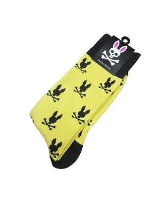 Psycho Bunny Men's Yellow/Black All Over Logo Dress Socks - Image 1 of 2
