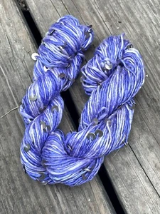 silk yarn purple tonal silver sequins 3.3oz 114 yards luxury DK/worsted - Picture 1 of 3
