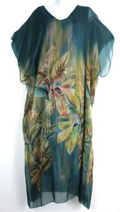 Ladies Lagenlook 100% Silk Floral KaftanStyle Lined Summer Dress OneSize:Regular - Bild 1 von 43