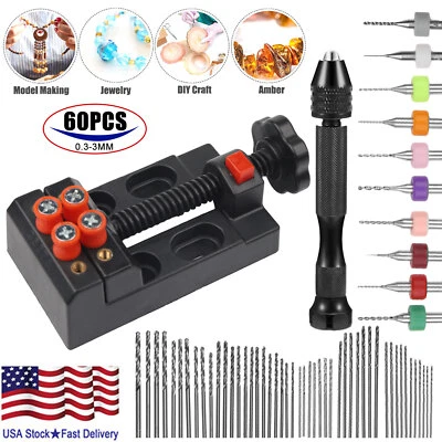 Набор из 60 мини-микро сверл для ручного скручивания тисков для вращающихся инструментов - Изображение 1 из 4