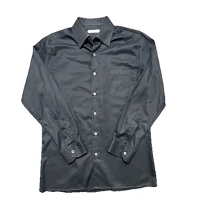 Camisa de Vestir Ermenegildo Zegna Para Hombre Grande Negra Abotonada Oxford Algodón LEER - Imagen 1 de 10