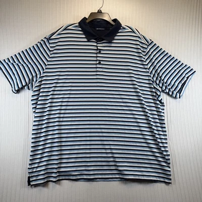 Cutter & Buck Forge Polo Shirt Men 3XL Short Sleve Two-Tone Blue Stripe Golf - Image 1 of 4