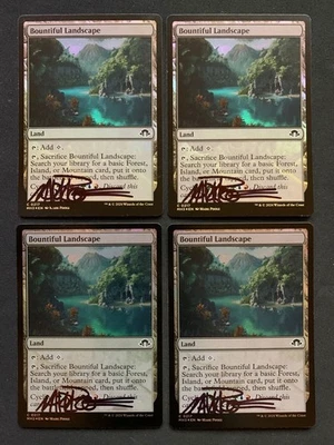 MTG Magic the Gathering x4 Bountiful Landscape FOIL Signed Modern Horizons Poole - Imagen 1 de 2