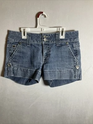 Pantalones Cortos de Jean Mossimo Mini Denim Juniors Talla 7 Tiro Bajo Foto 1 de 4