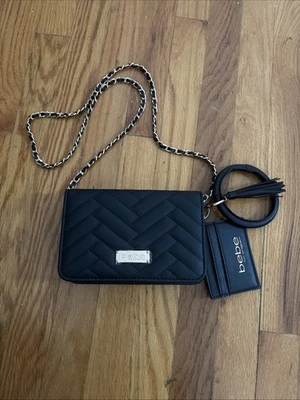 Bebe Black Wallet Clutch Chain Sophia Crossbody Bag - Image 1 of 4