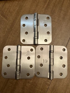 Penrod Door Hinges, Satin Nickel, Ball Bearing 4 Inch with 5/8 Inch Radius, 3 Pa - Picture 1 of 9