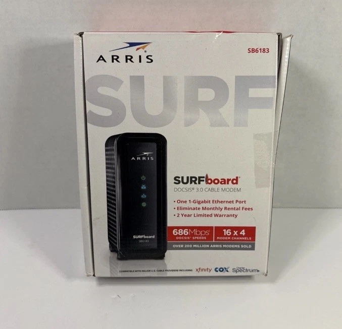 ARRIS SURFboard SB6183 DOCSIS 3.0 Cable Modem 16x4 Black - Image 1 of 1