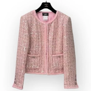 CHANEL JACKE ROSA PAILLETTEN 42 Gr. - Bild 1 von 5