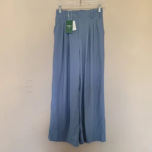 Halara Damen hohe Taille Tasche weites Bein blaue Hose Größe Small Zierlich Plissee - Bild 1 von 7