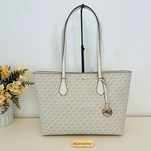Bolso de Mano Michael Kors Sheila Grande Firma Logo LT Crema MK - Imagen 1 de 10