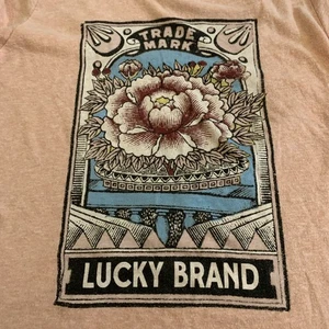 Women’s Lucky Brand Graphic Pink Tee | Size Medium Trademark Lucky Brand - Picture 1 of 7