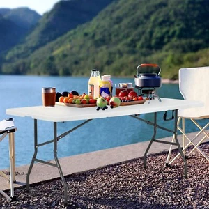 Folding Table Plastic Portable Table Kitchen Plastic Table For Wedding Camping - Picture 1 of 8