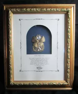 12 5/8" By 10 1/2" Beautifully Framed Gold Metal Angel Picture For Wall Decor - Picture 1 of 5