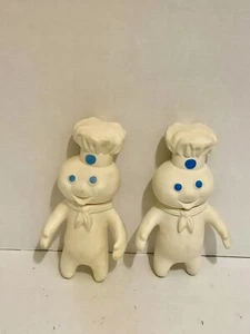 2 Vintage 1971 Pillsbury Doughboy Poppin' Fresh 7" Vinyl Dolls With Swivel Head - Picture 1 of 8