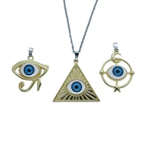 USA Seller Illuminati Seeing Eye Acrylic Earrings Necklace Set Jewelry New - Picture 1 of 12