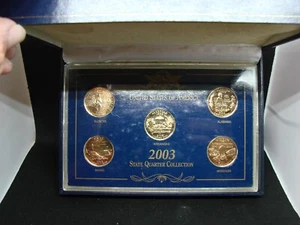 2003 GOLD Edition State Quarter Collection Illinois Maine Arkansas Missouri Alab - Picture 1 of 3