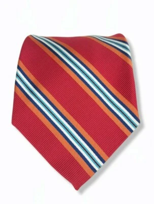 Corbata gruesa Jos A Bank Signature Collection melón azul verde a rayas seda Foto 1 de 4