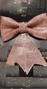 Gold Large Glitter Bow Add Some Colour To Your Christmas Tree On Xmas - Imagen 1 de 4