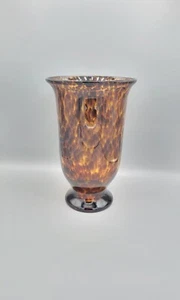 Vintage Murano Stil Kunstglas mundgeblasene Schildpatt Bernstein & Braun Vase - Bild 1 von 9