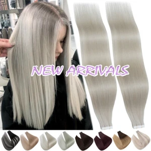 Cyan White #CYW Tape In Remy Human Hair Extensions Real Skin Weft Thick Balayage - Picture 1 of 70