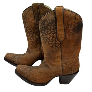 Corral Brown Suede Cheetah Midcalf Boots Womens Size 7 Cowboy Western Boots - Picture 1 of 9