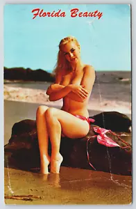 Postkarte Sexy Strand Bikini Oben Ohne Mädchen Florida Schönheit Blond Strand - Bild 1 von 3