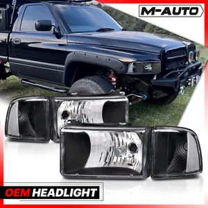 Left+Right Replacement Headlight Corner Signal for 94-02 Dodge Ram Pickup Black - Picture 1 of 7