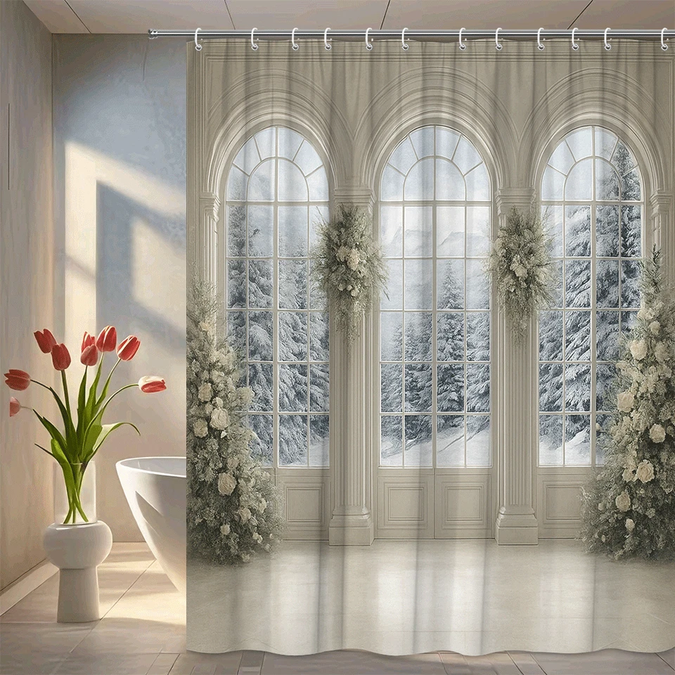 Cortina de ducha Winter Wonderland - Elegante escena nevada Foto 1 de 4