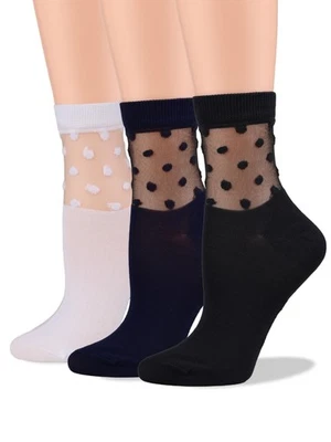 Calcetines tobilleros de tul medio transparentes finos ligeros de moda de verano para mujer Foto 1 de 4