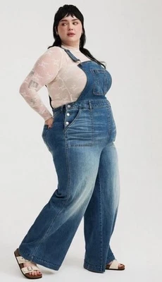 Mono vaquero de pierna ancha Torrid para mujer talla grande 12R nuevo con etiquetas Foto 1 de 4