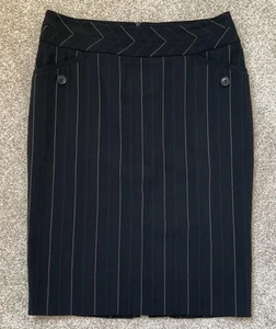 KAREN MILLEN ladies black pin stripe pencil skirt size 8 - Picture 1 of 3