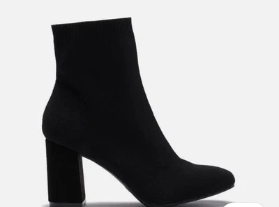 Botas de tornozelo femininas Mia tamanho 10M tecido elástico preto - Imagem 1 de 4