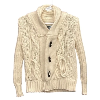One90One Toddler 2T Cream Cable Knit Shawl Collar Cardigan Toggle Sweater - Image 1 of 4