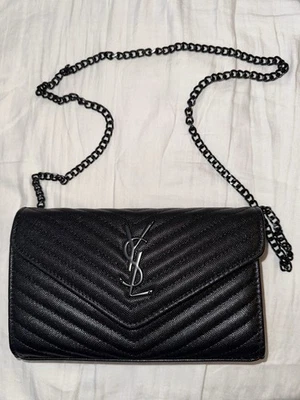 Bolso de cadena acolchado negro - Cartera de moda elegante (con caja y bolsa antipolvo) Foto 1 de 4