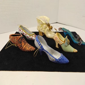 Lot of 6 Mini Womens Shoe Figurine Ornaments Vintage 3" Holiday Decor Collect - Picture 1 of 20