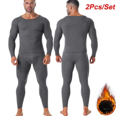 Conjunto de ropa interior térmica forrada de lana para hombre camiseta larga Johns capa base inferior Foto 1 de 4