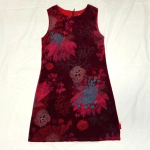Kenzo Junior Girls Velvet Cotton Lined Printed Sleeveless Shift Dress 8 - Picture 1 of 13
