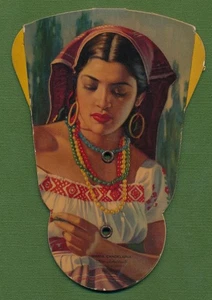 Vintage Werbe Pappfächer - LA BELLE CREOLE - Maria Candelaria - Bild 1 von 3