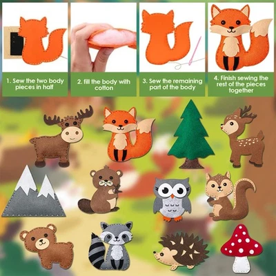 Nähset für Kinder ab 6 Jahre Bastelfilz DIY Filz-Waldtiere Handwerk Mädchen Set - Bild 1 von 4