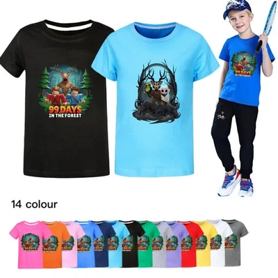 Boys 99-Nights in The Forest Deer T-Shirts Kids Monster Game Short Sleeve Top