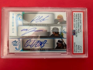 2023 Leaf Trinity Trios Autos Paul Skenes M. Jebb Oneil Cruz 8/25 Pirates PSA 9 - Picture 1 of 1