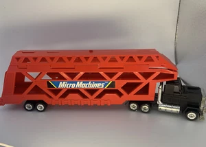 Vintage Micro Machines Black & Red Semi Truck Big Rig Car Hauler 1988 Galoob - Picture 1 of 12