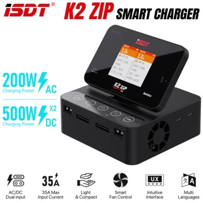ISDT K2 ZIP Dual Mode Smart Charger AC200W DC500W Balance Charger Multi-language - Image 1 of 4
