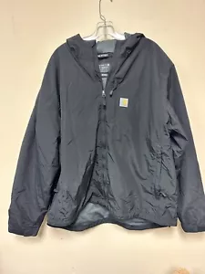 Carhartt Relaxed Fit Rain Defender Nylon Hooded Jacket Mens 2XL Black 0J4671-M - Picture 1 of 4