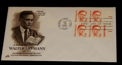 Vintage Cover,1985 UNITED STATES FDC, MINNEAPOLIS, MN,Walter Lippmann,Block Of 4 - Image 1 of 4